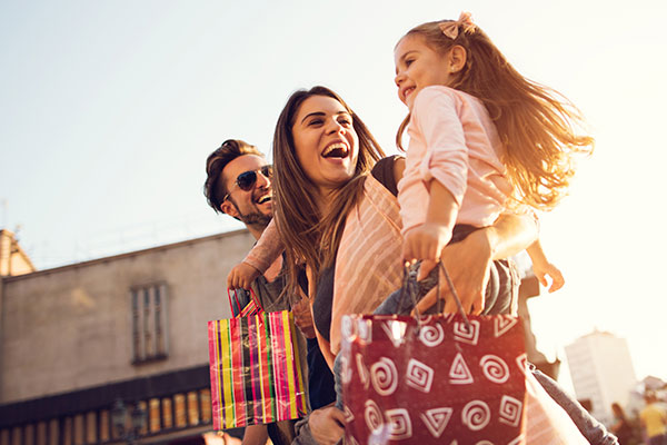 Family out shopping and have fun.