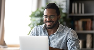 Black male on computer image