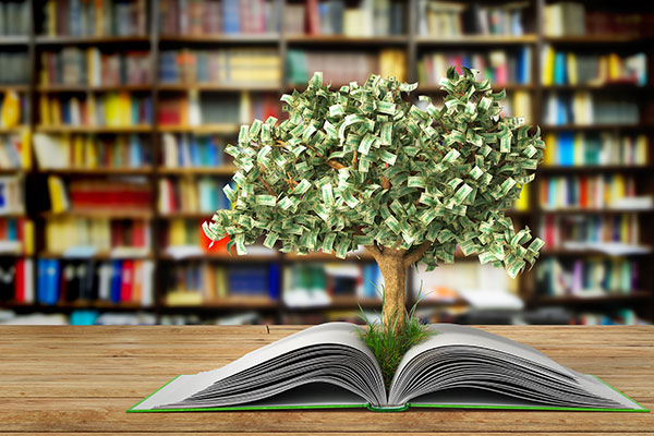 Abstract image of a tree growing out of a book.